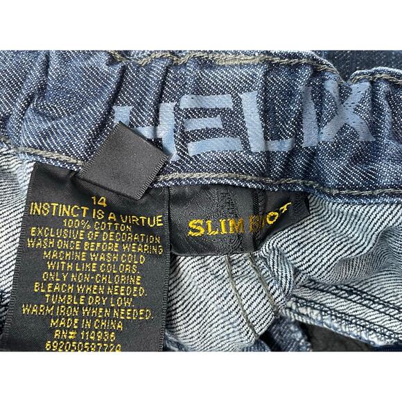 Helix Jeans Boys Size 14 Slim Boot Embroidered Adjustable Waist Skater Grunge - Picture 5 of 5